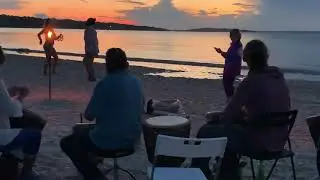 Social distancing with drums on the Beach in Sag Harbor