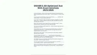 Drivers Ed  Optimized Test with Exact Solutions 20252026  Complete Study Guide for Permit and Licens