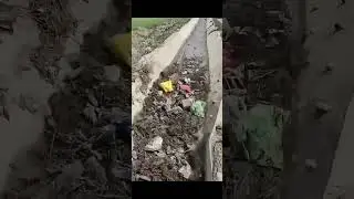 Trench Water Flow pushing garbage forward #nature #water #trash