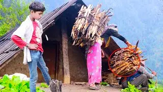 dharme brother taking firewood with son and wife || @ruralnepall