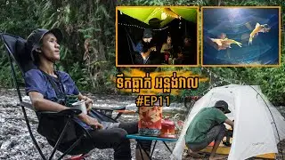 Camping Anlong Veal Waterfall Cooking, ASMR | បោះតង់រាយមងយកត្រីនៅទឹកធ្លាក់ អន្លង់វាល​ #EP11