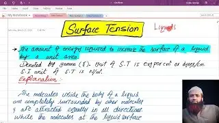Surface tension, liquids, lecture 9 , Urdu/hindi