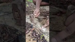 Breaking Rocks to Expose Crystal Veins fr gold✨💎 #WildExploration #CrystalSearch #Adventure