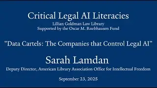 Critical Legal AI Literacies: Sarah Lamdan on &ldquo;Data Cartels: The Companies that Control Legal AI&rdquo;