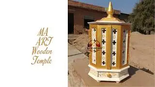 Small wooden temple six sided with full open doors Teak wood temple with LED Light