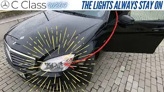 Mercedes C CLASS W204 the headlight lights do not turn off from the button ,das Licht geht nicht aus