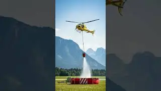 Precision drop from the sky! 🎯 #helicopter
