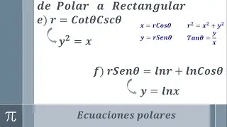 Transformación de una ecuación polar a rectangular (ejemplo 5 y 6)