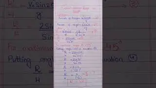 Relation between Range and Height in projectile Motion#short#Youtube# all About physics.