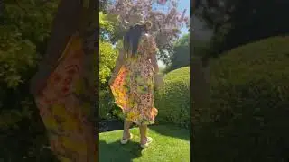 Made in Italy Shirring Sicilian Tile & Lemons Midi Dress Aperol