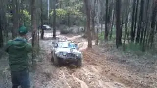 Nissan Patrol GQ RD28 muddy hill climb neerim south Mudrhino.com