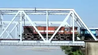 [4-in-1] Diesel Loco Trains Compilation Over The Gandak River Rail Bridge