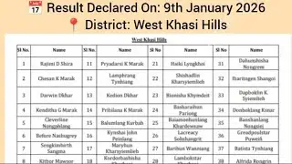 MBMA VDV Result 2026 | Village Data Volunteer Batch VI | West Khasi Hills | selected candidates list