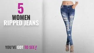 Top 10 Women Ripped Jeans [2018]: Kirin LLC NASKY Ladies/Womens Ripped Skinny Distressed Jeans With