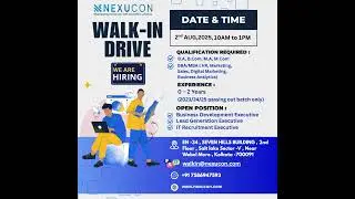 Nexucon Walk-In Drive | Freshers Job Opportunity#NexuconHiring #walkindrive #FreshersJobs #sapjobs