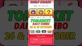 Tomarket Daily Combo 26 & 27 October Tomarket Daily code Today | #airdrop #tomarket #dailycombo