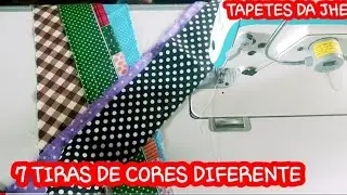 🔴FIZ UM LINDO TAPETE COM 7 TIRAS DE RETALHOS😱 #TAPETEDERETALHO #TAPETESDAJHE