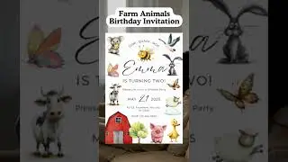 Canva Birthday invitation - Cute Farm Animal Birthday Invitation #canvainvitation #clipart
