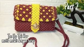 Tutorial Tas HP Tali Kur || Tutorial Tas Tali kur dengan tutup || tas tali kur motif melati (Part 2)