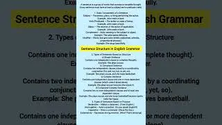 Sentence Structure in English Grammar #english #education