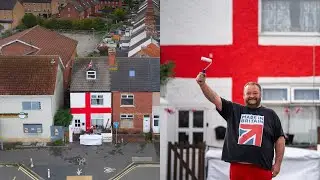 Dad who had England flag torn down paints giant St George's cross on front of home | SWNS