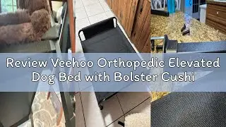 Review Veehoo Orthopedic Elevated Dog Bed with Bolster Cushion, Fluffy Plush Dog Couch Beds for Smal