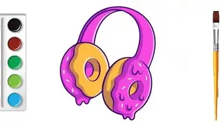 Donut Headphones Drawing painting and colouring for kids and Toddlers