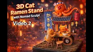 3d cat ramen stand with nomadsculpt 2