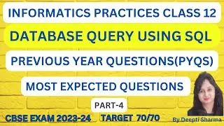 Database Query using SQL Class 12 Important Questions | PYQ of Database Query using SQL | CBSE Exam