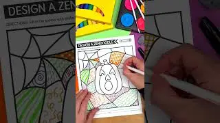 Easy Halloween Art Project for Kids | Fun Spooky Zentangle Templates for Elementary Art Sub Plans