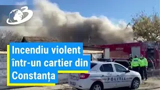 Incendiu violent &icirc;ntr-un cartier din Constanța. Locatarii evacuați de urgență