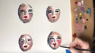 Holbein Acrylic Gouache - mixing colors and painting faces (EASY!)