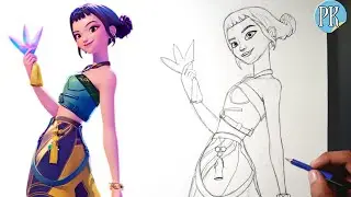 How to Draw zoey || kpop demon hunter || easy tutorial beginners 