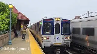 MTA Long Island RR Back to Back of Three Trains in Forest Hills Station, Queens, NY
