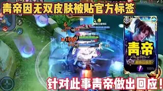 青帝因无双皮肤被贴官方标签，针对此事青帝做出回应！ #王者荣耀 