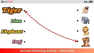 Animals Matching Worksheet For Nursery and KG Kids | Fun Animal Matching Activity