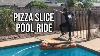 Skating Over A Pool On An Inflatable Pizza Slice