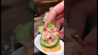 Spicy Tuna Cucumber &ldquo;Coins&rdquo; (DIP CLING + SNAP) #shorts #food #cheese #shortsvideo  #short #crunch