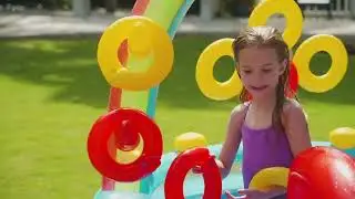 Bể bơi phao c&oacute; cầu trượt INTEX 57453 - Rainbow Ring Play Center