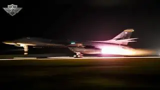 БЕЗУМНЫЙ ночной взлет B-1B Lancer с включенным форсажем | Мощь бомбардировщика ВВС США