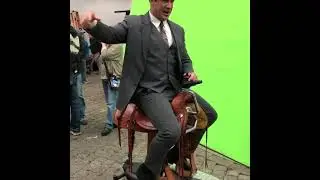 ASOUE: Patrick Warrburton - Lemony Snicket - on horse behind scenes
