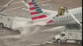 Crews deicing planes at DFW, Love Field airports to avoid delays, cancellations in winter weather