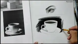 تعليم الرسم بالفحم -4 تعلم رسم فنجان بالقلم الفحم بكل سهولة للمبتدئين
