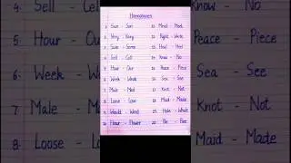 Homophones |20 homophones |homophones words 20 |homophones in english |homophones examples
