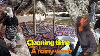 After a rainy week, it's time to make tidy inside of our blacktent #irannomadiclife