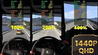 Euro Truck Simulator 2 - Scaling comparative 100% vs 200% vs 400% 1440p Max , RTX 5080 , R9 9950X3D,