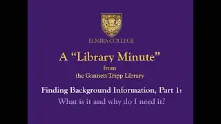 Tutorial: Finding Background Info, Part 1