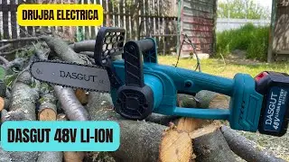 Drujba electrica cu acumulator, 48v, lant si lama de 12inch, fierastrau cu 2 acumulatori