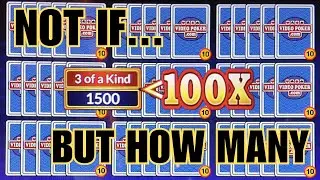 100x Means Trips Pays 1500 credits! Major Multipliers Poker - Bonus Poker - 3 handed