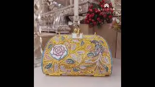 Ph - 6309009596 / Peacock Floral Clutch featuring CZ stones | Krishna House Of Silver